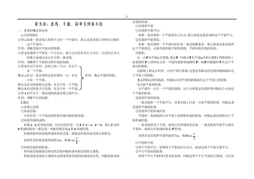 立体几何中的所有结论