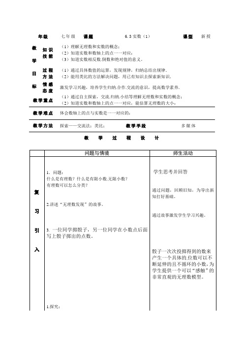 《6.3实数(1)》教案