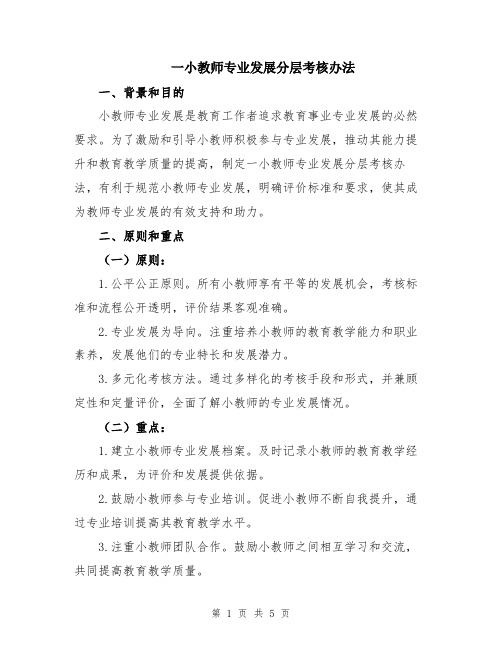 一小教师专业发展分层考核办法