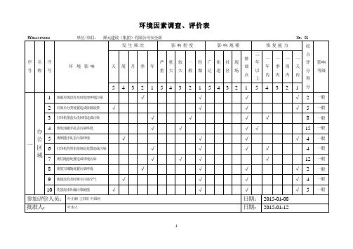 环境因素调查、评价表