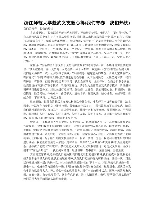 浙江师范大学赴武义支教心得(我们青春  我们热忱)