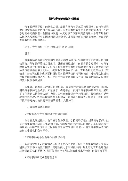 探究青年教师成长困惑