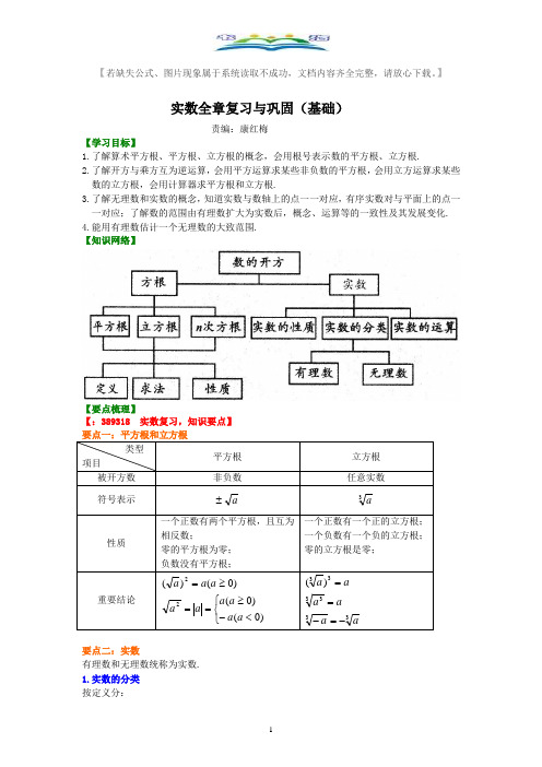 人教版七年级数学下册15.实数全章复习与巩固(基础)典型例题(考点)讲解+练习(含答案).doc