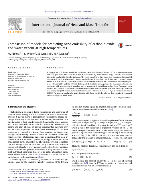 Comparison of models for predicting band emissivity of carbon dioxide and water vapour