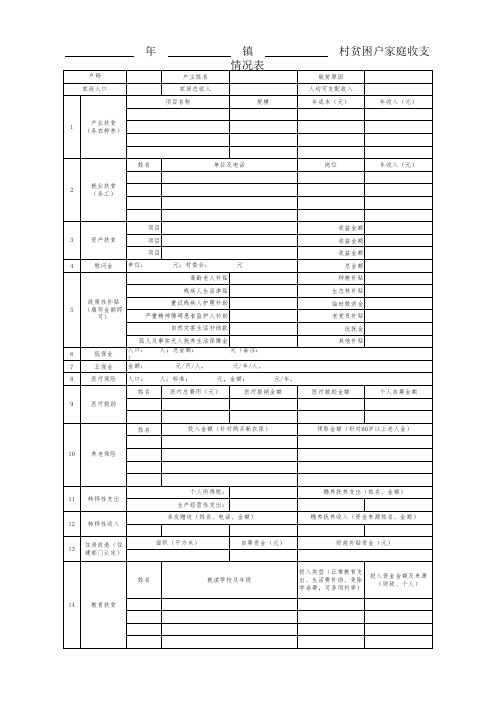 贫困户家庭收支情况表