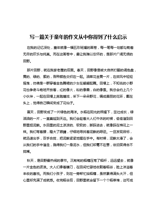 写一篇关于童年的作文从中你得到了什么启示