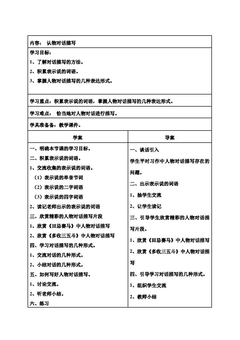 人物对话描写教案
