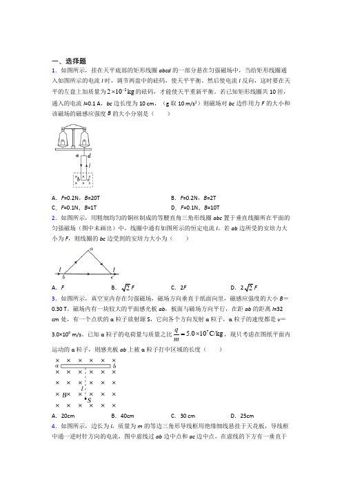 人教版初中高中物理选修二第一章《安培力与洛伦兹力》经典练习题(含答案解析)