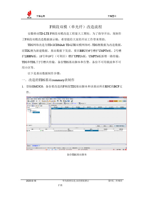 F频段双模改造开站流程(单光纤)