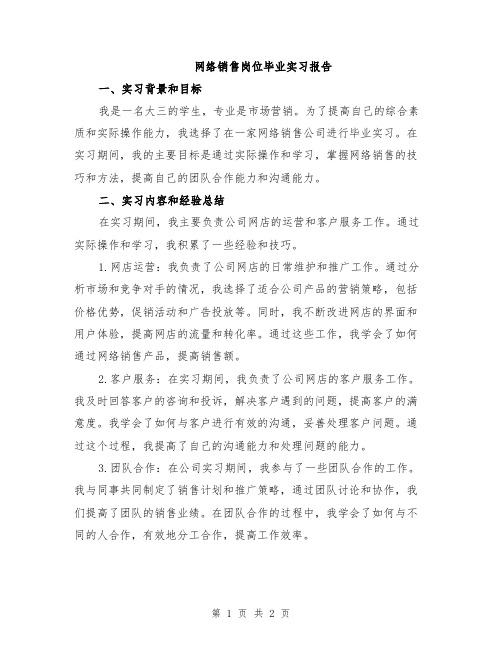 网络销售岗位毕业实习报告