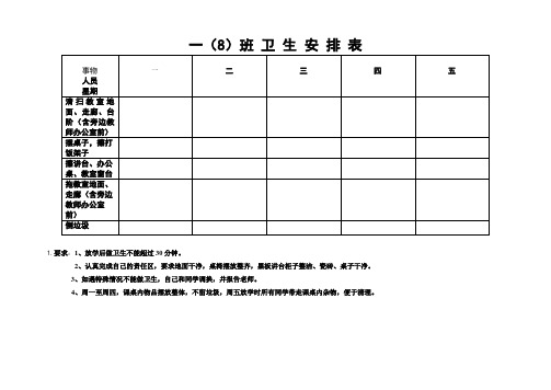 小学卫生安排表