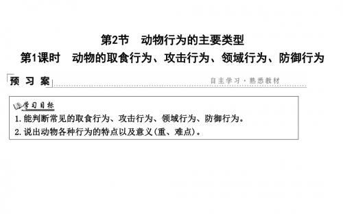 新北师大生物八上课件：动物的取食行为、攻击行为、领域行为、防御行为