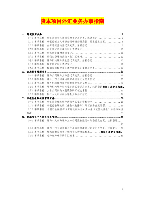 资本项目外汇业务办事指南