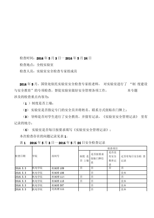 实验室安全检查通报