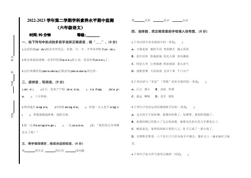 2022-2023学年第二学期六年级语文期中监测试题(含答案)