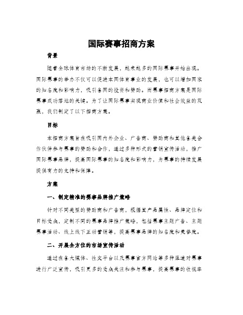 国际赛事招商方案