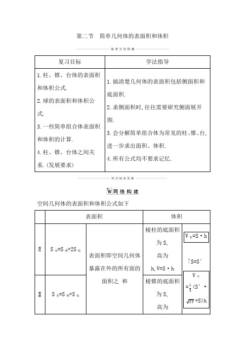 第二节 简单几何体的表面积和体积(知识梳理)