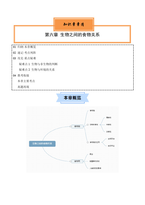 第六章 生物之间的食物关系【速记清单】-2023-2024学年七年级生物上册单元速记巧练(0001)