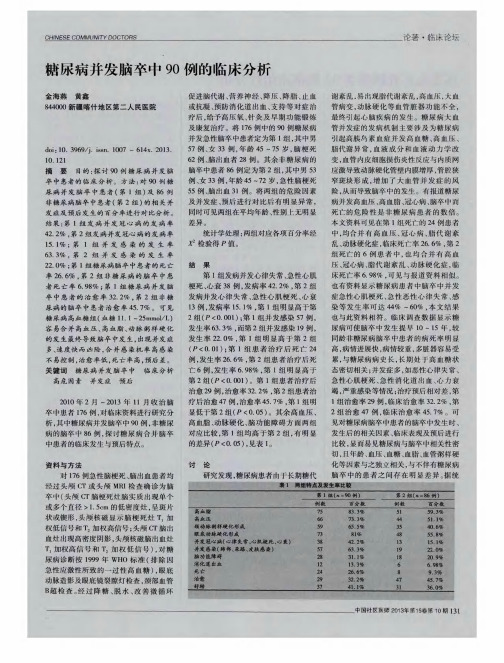 糖尿病并发脑卒中90例的临床分析