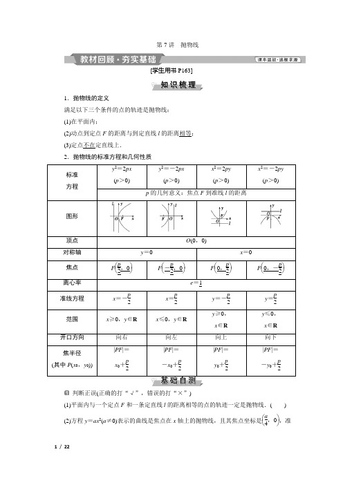 第7讲 抛物线