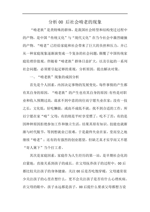 分析00 后社会啃老的现象