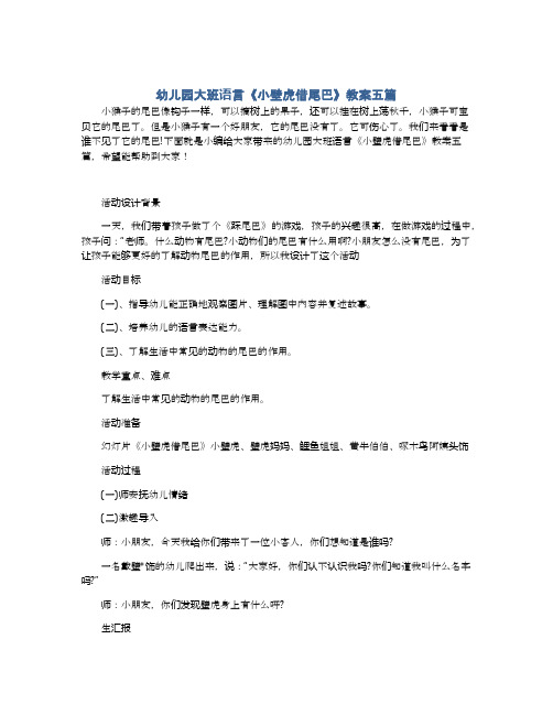 幼儿园大班语言《小壁虎借尾巴》教案五篇