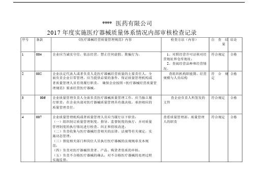 医疗器械经营企业内部审核表.docx