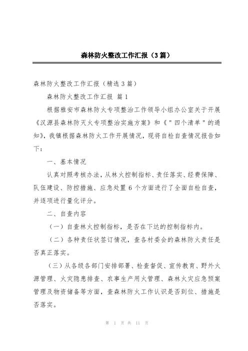 森林防火整改工作汇报(3篇)