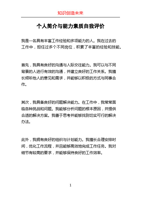 个人简介与能力素质自我评价 (2)