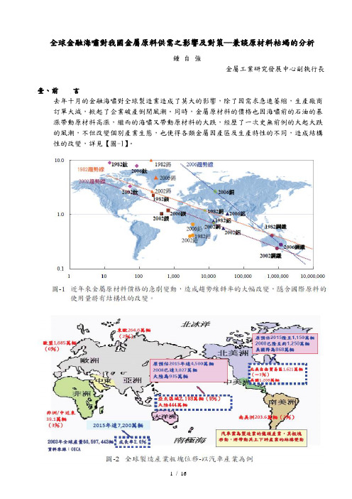 全球金融海啸对我国金属原料供需之影响及对策兼谈原材料枯竭的重点