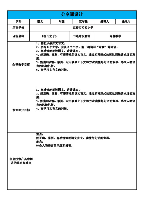 小学语文技术支持”分享课“成果集作业张