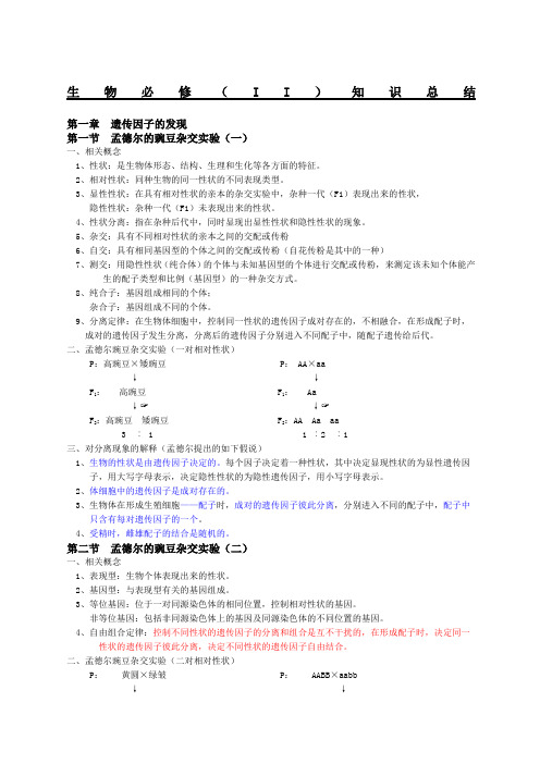 高中生物人教版必修二知识点总结