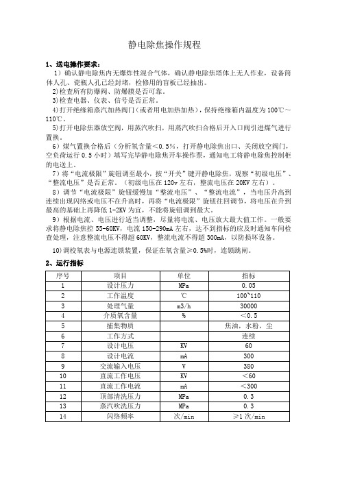 静电除焦操作规程