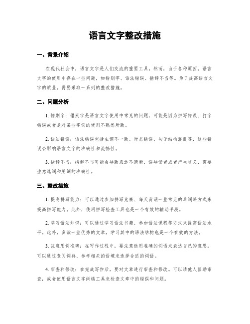 语言文字整改措施