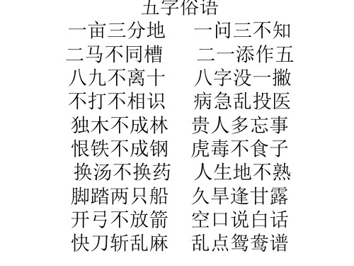 五字俗语