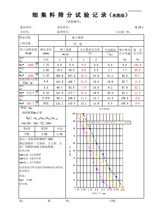 D-26-2-细集料筛分试验记录(水洗法)