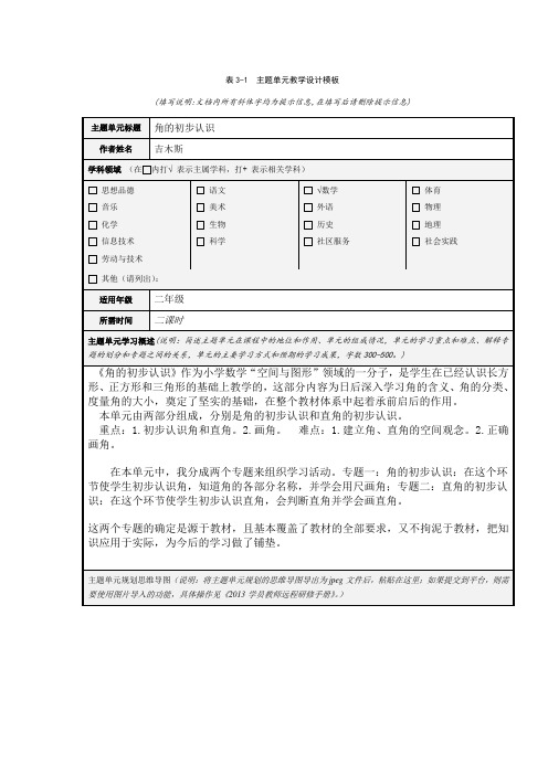 表3主题单元设计模板