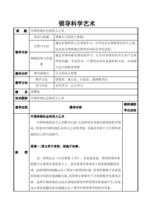 领导科学艺术：中国传统社会的用人之术