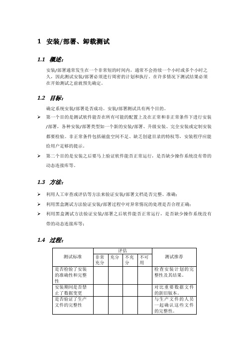 安装部署卸载测试