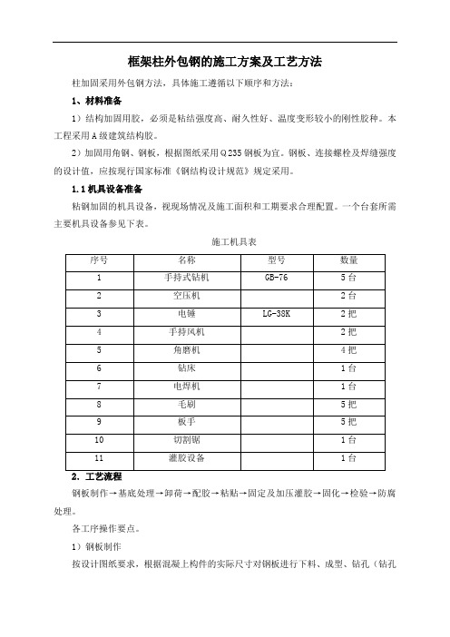 框架柱外包钢的施工方案及工艺方法