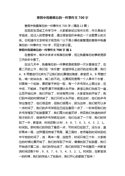 寒假中我最难忘的一件事作文700字