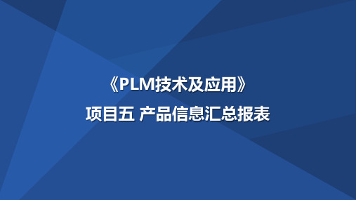 PLM技术及应用 项目五 产品信息汇总报表