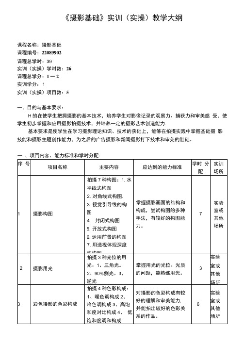 实训实操教学大纲