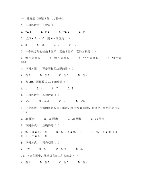 初中北师大版数学中考试卷