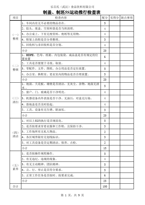 5S检查表