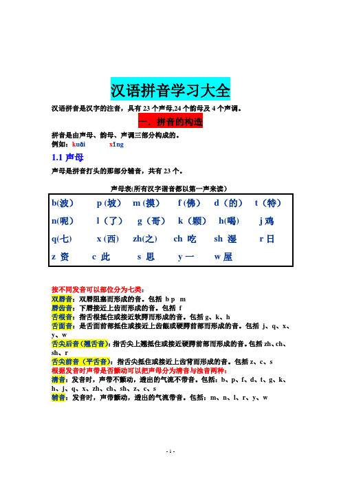 汉语拼音学习大全__完整版