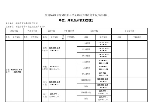 单位、分部及分项工程划分