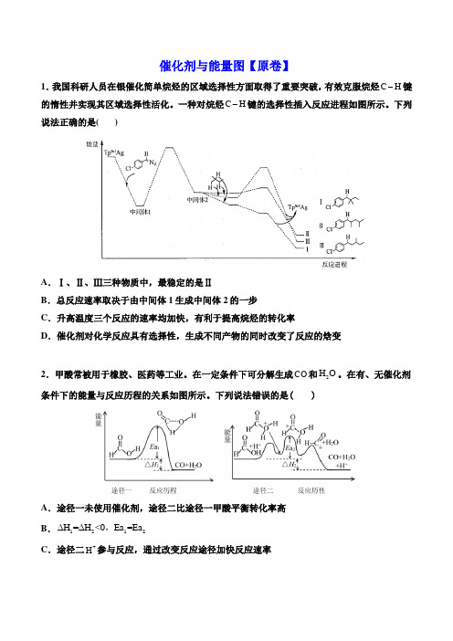 2021届高考化学临考押题训练：催化剂与能量图 (解析版)