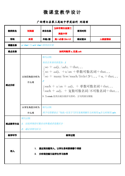 高中英语新人教版精品教案《人教必修2Unit3区别：so...that...与such...that》