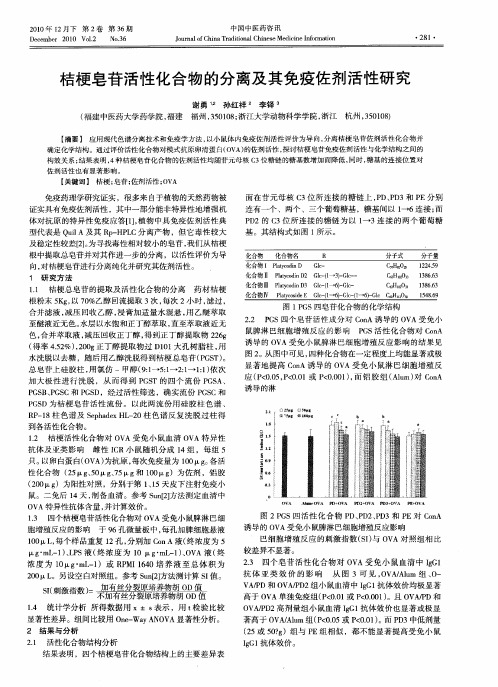 桔梗皂苷活性化合物的分离及其免疫佐剂活性研究